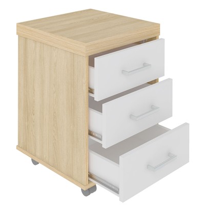Gaveteiro Tamburato 3 Gavetas Carvalho/Branco - Artany Móveis