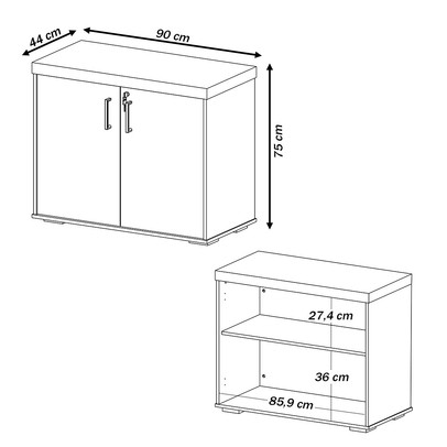 Armário para Escritório Tamburato 90 Cm 2 Portas Carvalho/Branco - Artany Móveis