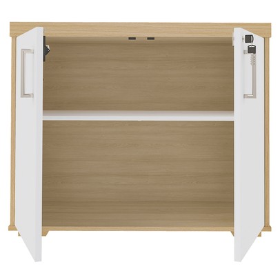 Armário para Escritório Tamburato 90 Cm 2 Portas Carvalho/Branco - Artany Móveis