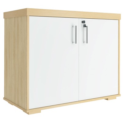 Armário para Escritório Tamburato 90 Cm 2 Portas Carvalho/Branco - Artany Móveis