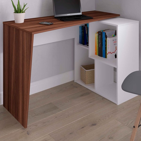 Mesa Escrivaninha Urban Ii Ipê/Branco - Artany Móveis