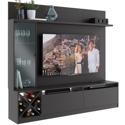 Estante para TV Até 60 Polegadas 3 Portas Grafite - Pnr Móveis