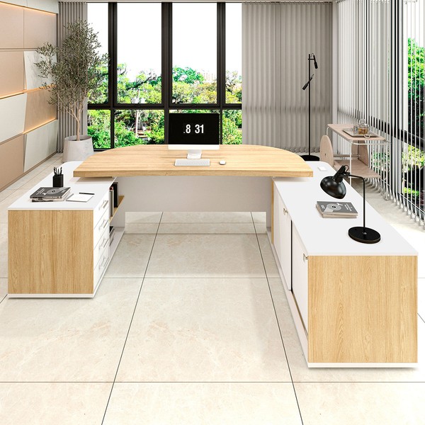 Mesa Tamburato Presidente Carvalho/Branco - Artany Móveis