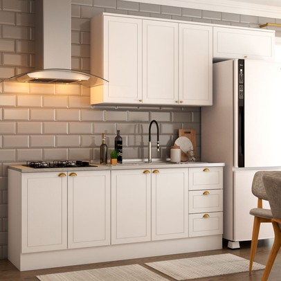 Cozinha Compacta Veneza 8 Portas 3 Gavetas 100% Mdf Americana Branco - Panorama Móveis