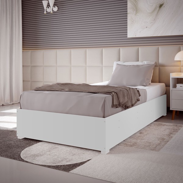 Base de Cama Box Solteiro Libia 88 X188 Cm Branco - Viero Móveis