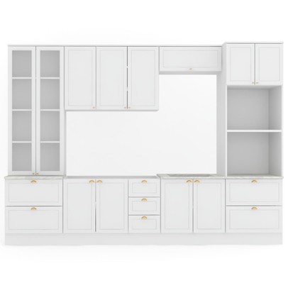 Cozinha Completa Chicago 12 Portas 7 Gavetas 100% Mdf Americana Branco - Panorama Móveis