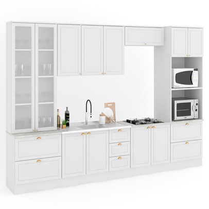 Cozinha Completa Chicago 12 Portas 7 Gavetas 100% Mdf Americana Branco - Panorama Móveis