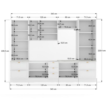 Cozinha Completa Chicago 12 Portas 7 Gavetas 100% Mdf Americana Branco - Panorama Móveis