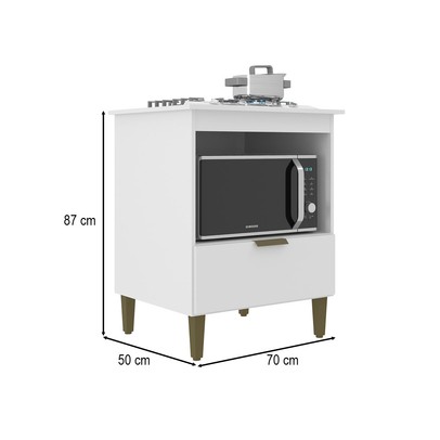 Armário de Cozinha para Cooktop 4 Bocas Iara 1 Porta Branco - Jcarvalho