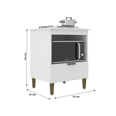 Armário de Cozinha para Cooktop 4 Bocas Iara 1 Porta Branco - Jcarvalho