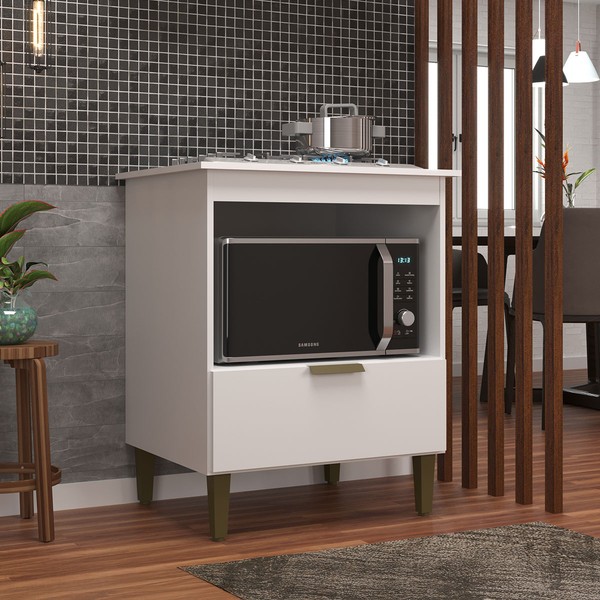 Armário de Cozinha para Cooktop 4 Bocas Iara 1 Porta Branco - Jcarvalho