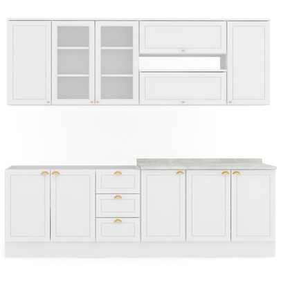 Cozinha Completa Dallas 11 Portas 3 Gavetas 100% Mdf Americana Branco - Panorama Móveis