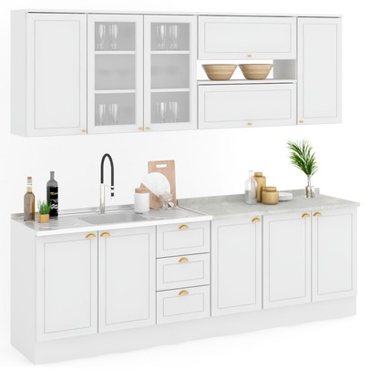 Cozinha Completa Dallas 11 Portas 3 Gavetas 100% Mdf Americana Branco - Panorama Móveis