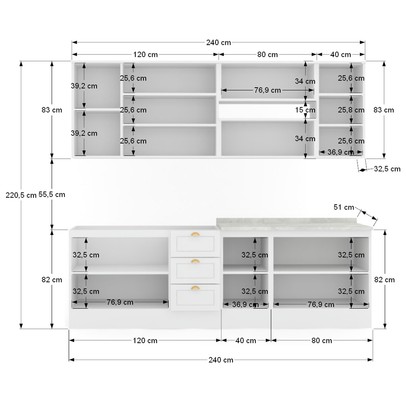 Cozinha Completa Dallas 11 Portas 3 Gavetas 100% Mdf Americana Branco - Panorama Móveis