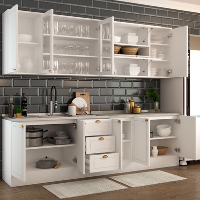 Cozinha Completa Dallas 11 Portas 3 Gavetas 100% Mdf Americana Branco - Panorama Móveis