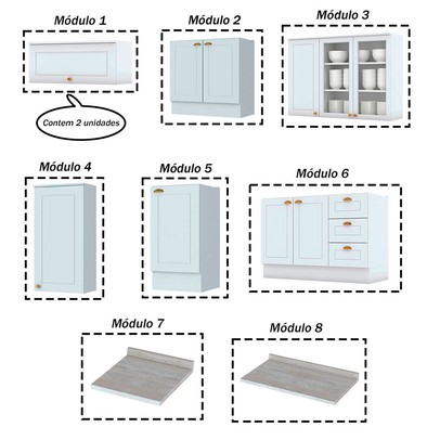 Cozinha Completa Dallas 11 Portas 3 Gavetas 100% Mdf Americana Branco - Panorama Móveis