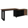 Mesa para Escritório Next 3 Gavetas 2 Prateleiras Ipê/Preto - Artany Móveis