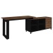 Mesa para Escritório Next 3 Gavetas 2 Prateleiras Ipê/Preto - Artany Móveis