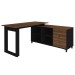 Mesa para Escritório Next 3 Gavetas 2 Prateleiras Ipê/Preto - Artany Móveis
