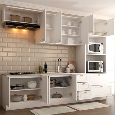 Cozinha Completa Orlando 10 Portas 5 Gavetas 100% Mdf Americana Branco - Panorama Móveis