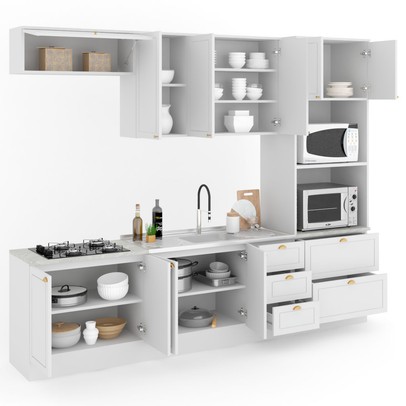 Cozinha Completa Orlando 10 Portas 5 Gavetas 100% Mdf Americana Branco - Panorama Móveis