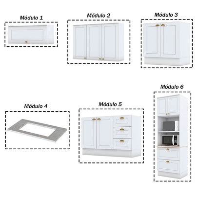Cozinha Completa Orlando 10 Portas 5 Gavetas 100% Mdf Americana Branco - Panorama Móveis