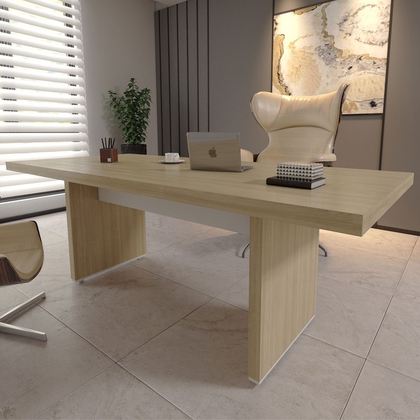 Mesa para Escritório Tamburato 006199 Carvalho/Branco - Artany Móveis