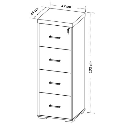 Gaveteiro 4 Gavetas Carvalho/Branco 006205 - Artany Móveis