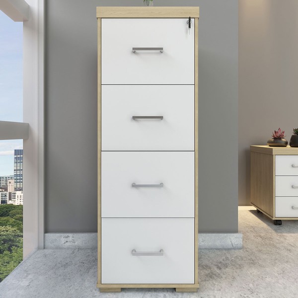 Gaveteiro 4 Gavetas Carvalho/Branco 006205 - Artany Móveis