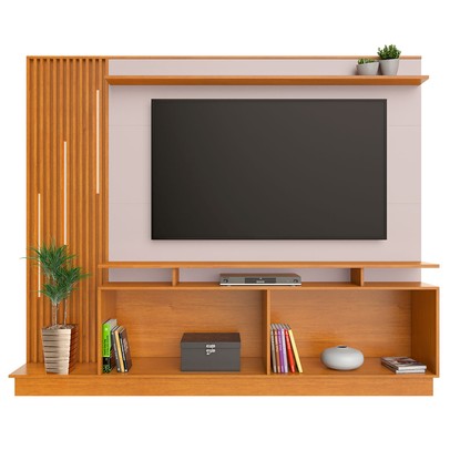 Estante para TV Até 65 Polegadas Candian com Led 4 Portas Cinamomo/Off White - Jcm Móveis