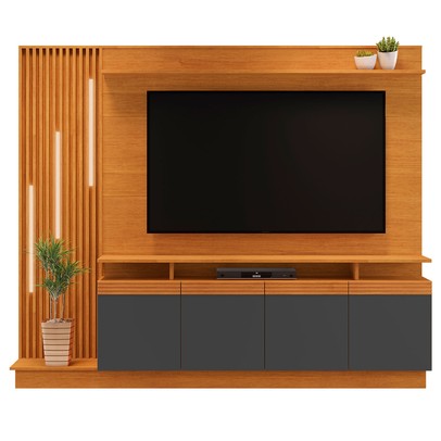 Estante para TV Até 65 Polegadas Candian com Led 4 Portas Cinamomo/Grafite - Jcm Móveis