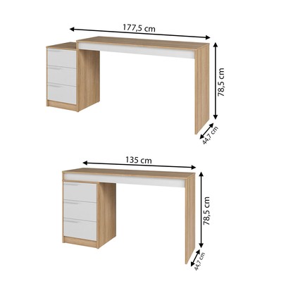 Mesa para Escritório 3 Gavetas Lâmina Mel/Branco - Pnr Móveis