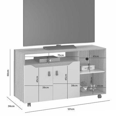 Rack para TV Até 49 Polegadas Seleto 2 Portas 1 Prateleira Cinamomo/Off White - Jcm Móveis