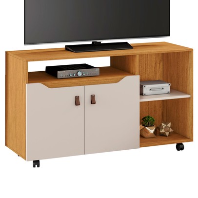 Rack para TV Até 49 Polegadas Seleto 2 Portas 1 Prateleira Cinamomo/Off White - Jcm Móveis
