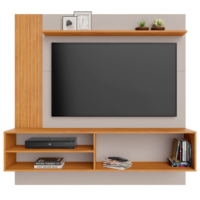 Painel para TV Até 60 Polegadas Preciso 2 Portas 2 Prateleiras Off White/Cinamomo - Jcm Móveis