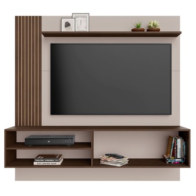 Painel para TV Até 60 Polegadas Preciso 2 Portas 2 Prateleiras Off White/Café - Jcm Móveis