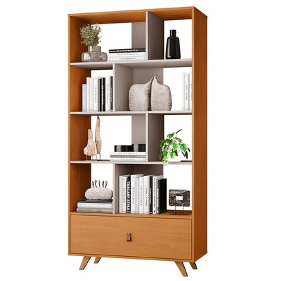 Estante para Livros Office 1 Gaveta Cinamomo/Off White - Jcm Móveis