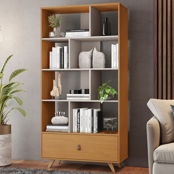 Estante para Livros Office 1 Gaveta Cinamomo/Off White - Jcm Móveis