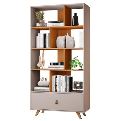 Estante para Livros Office 1 Gaveta Off White/ Cinamomo - Jcm Móveis