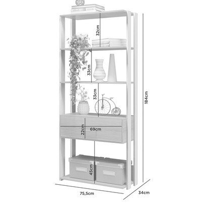 Estante Livreiro Emoção 1 Gaveta Cinamomo/Grafite - Jcm Móveis