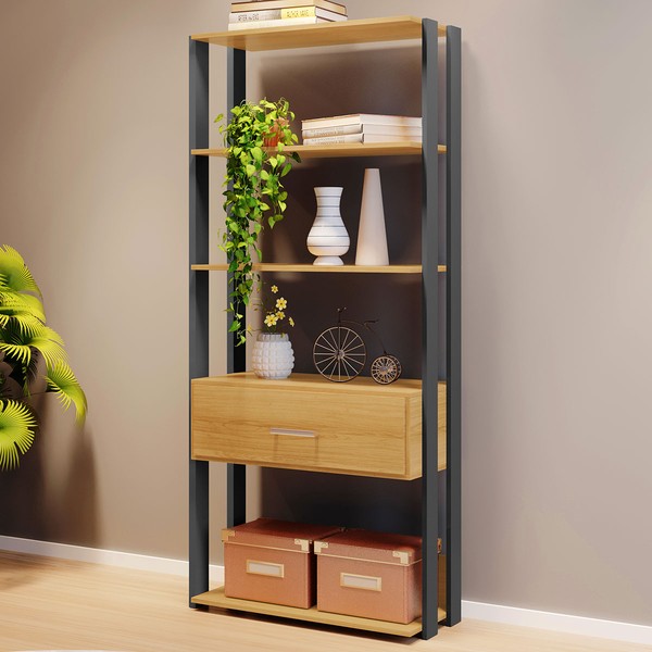 Estante Livreiro Emoção 1 Gaveta Cinamomo/Grafite - Jcm Móveis