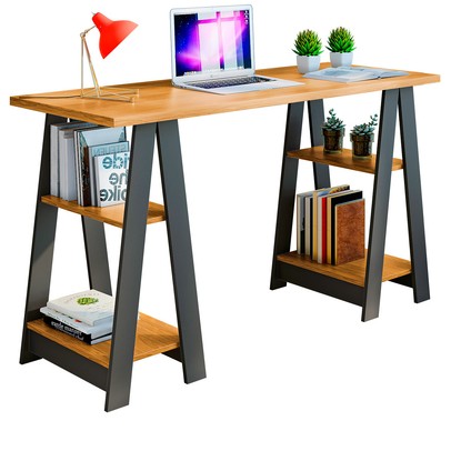 Mesa Escrivaninha Vigor 4 Prateleiras Cinamomo/Grafite - Jcm Móveis