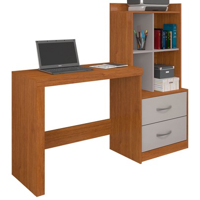 Mesa Escrivaninha Alana 2 Gavetas Cinamomo/Off White - Jcm Móveis