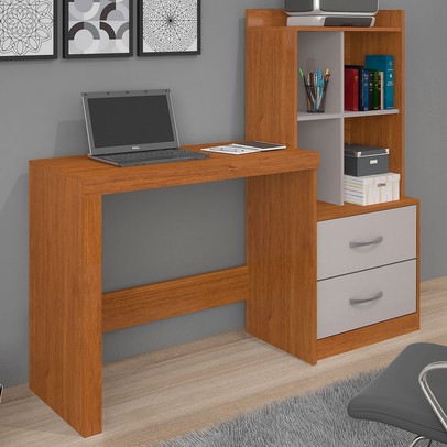 Mesa Escrivaninha Alana 2 Gavetas Cinamomo/Off White - Jcm Móveis