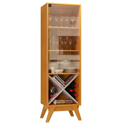 Cristaleira Graça 1 Porta de Vidro Cinamomo/Off White - Jcm Móveis