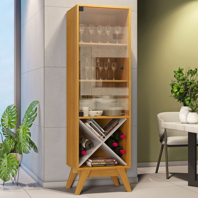 Cristaleira Graça 1 Porta de Vidro Cinamomo/Off White - Jcm Móveis