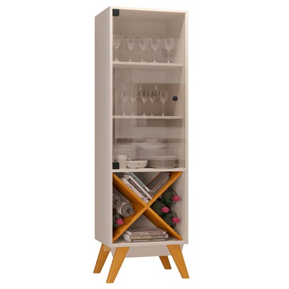 Cristaleira Graça 1 Porta de Vidro Off White/Cinamomo - Jcm Móveis