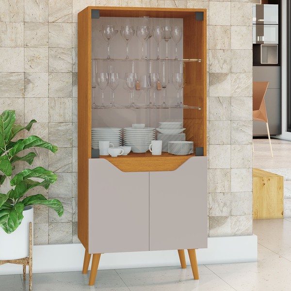 Cristaleira Plena 4 Portas Cinamomo/Off White - Jcm Móveis