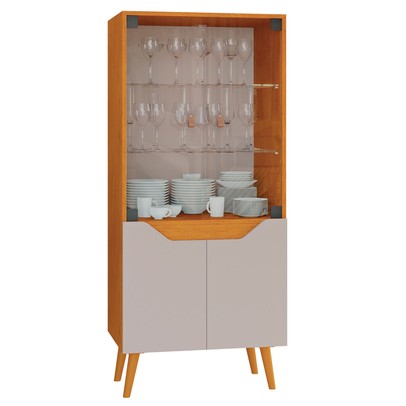 Cristaleira Plena 4 Portas Cinamomo/Off White - Jcm Móveis