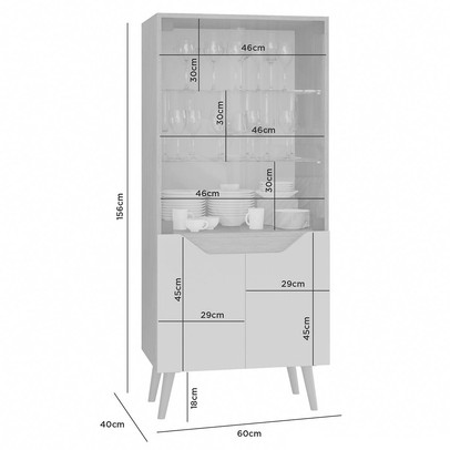 Cristaleira Plena 4 Portas Off/Cinamomo - Jcm Móveis